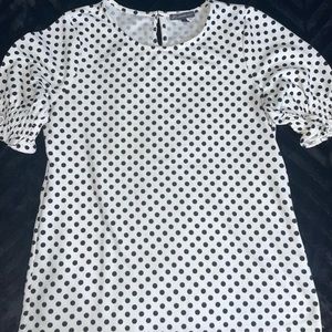Adrianna Papell Black & White Polka Dot Top.
